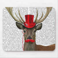 Cerf avec chapeau rouge et moustache