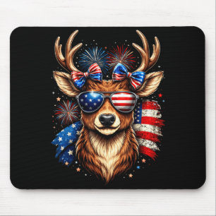 Tapis De Souris Cerf buck patriotique lunettes de soleil drapeau a