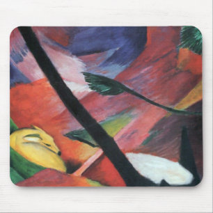 Tapis De Souris Cerf dans la forêt II par Franz Marc; Reh im Walde