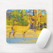 Tapis De Souris Cerf de couleur moutarde avec bleu clair (Avec souris)