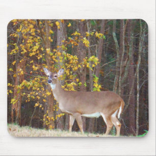 Tapis De Souris Cerf devant l'arbre d'automne jaune
