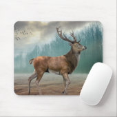 Tapis De Souris Cerf Lone Dans La Forêt Misty (Avec souris)