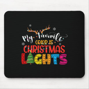 Tapis De Souris Cerf Ma couleur préférée est Noël Lumières Joyeux