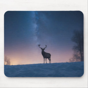 Tapis De Souris Cerf Sauvage Majestueux Animal Sur Une Nuit De Gal