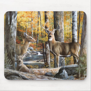 Tapis De Souris Cerfs communs en bois Mousepad