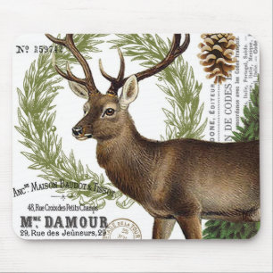 Tapis De Souris cerfs communs vintages modernes d'hiver de région