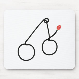 Tapis De Souris Cerises minimalistes Un dessin en une ligne avec u