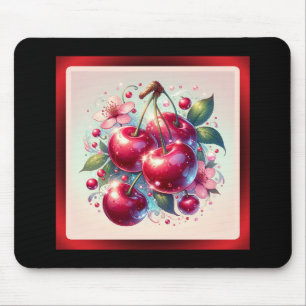 Tapis De Souris Cerises Roses Fleuris Mignonnes Rouge Cerise Fémin