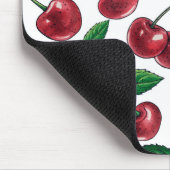 Tapis De Souris Cerises rouges sur blanc (Coin)