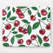 Tapis De Souris Cerises rouges sur blanc (Devant)
