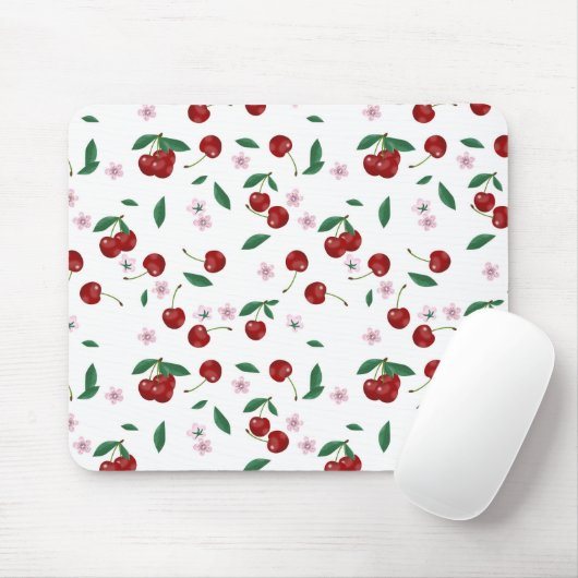 Tapis De Souris Cerises rouges Végétation et fleurs (Avec souris)