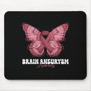 Tapis De Souris Cerveau Aneurysme Mois de sensibilisation Burgundy