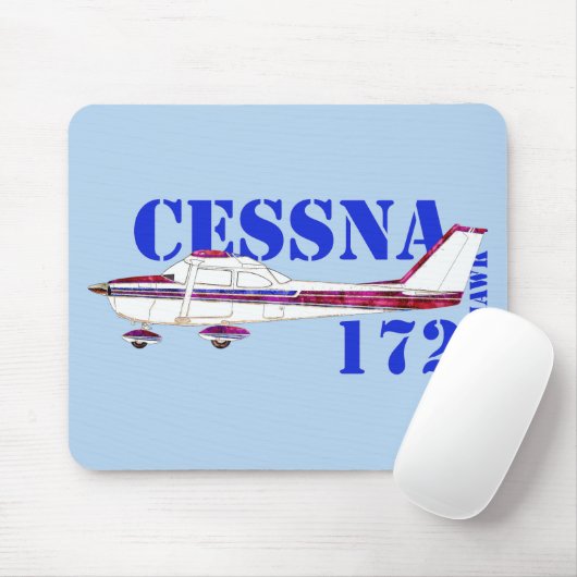 Tapis De Souris Cessna 172 Skyhawk Illustration Bold Text Design (Avec souris)