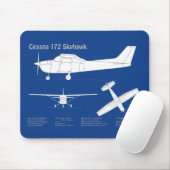 Tapis De Souris Cessna 172 Skyhawk - Plan directeur de l'avion ABD (Avec souris)