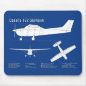 Tapis De Souris Cessna 172 Skyhawk - Plan directeur de l'avion ABD (Devant)