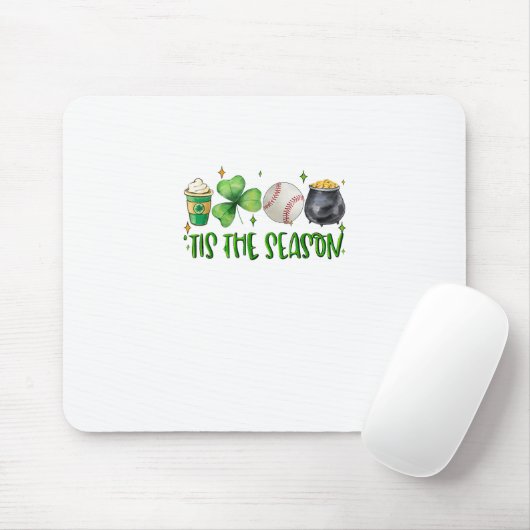 Tapis De Souris C'Est La Saison Latte Patricks Day Baseball (Avec souris)