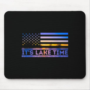 Tapis De Souris C'est le temps du lac Coucher de soleil Drapeau am