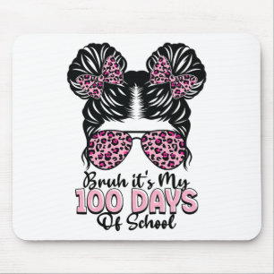 Tapis De Souris C'est mes 100 jours d'école, chignon désordonné ét