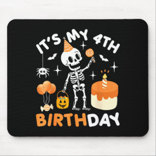 Tapis De Souris C'est mon 4ème anniversaire - squelette drôle d'Ha