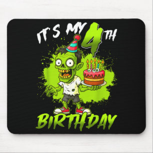 Tapis De Souris C'est mon 4ème anniversaire Zombie 4 ans Joyeux Ha