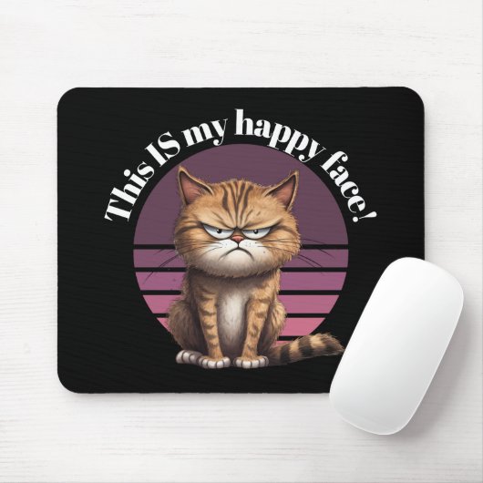 Tapis De Souris C'Est Mon Joyeux Visage ! Chat Grumpy Dark (Avec souris)