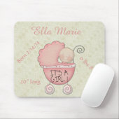 Tapis De Souris C'est une fille ! Porte-bébé rose Souris (Avec souris)