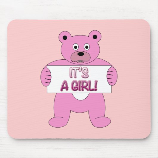 Tapis De Souris C'est une fille rose ours (Devant)