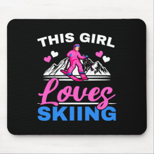 Tapis De Souris Cette fille adore le skieur de ski sport d'hiver n