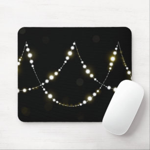 Tapis De Souris Chaîne de lumières brillantes sur noir