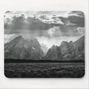 Tapis De Souris Chaîne de montagne grande de Teton en noir et