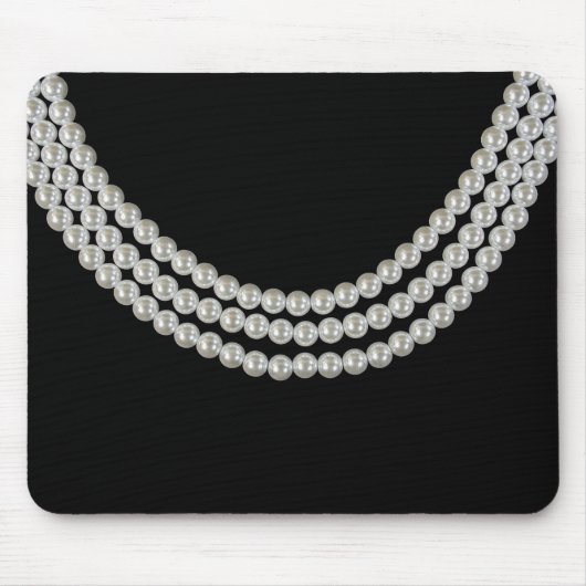 Tapis De Souris Chaîne De Perles Sur Noir (Devant)