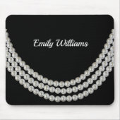Tapis De Souris Chaîne de perles sur noir avec nom (Devant)