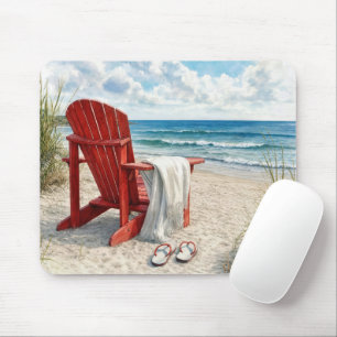 Tapis De Souris Chaise de plage rouge Adirondack avec tongs