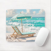 Tapis De Souris Chaise Lounge Sur Sable Blanc (Avec souris)