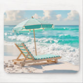 Tapis De Souris Chaise Lounge Sur Sable Blanc (Devant)