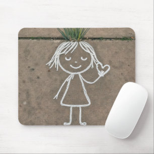 Tapis De Souris Chalk Art Girl with a Heart