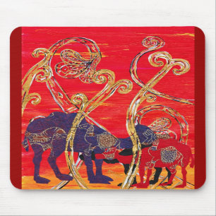 Tapis De Souris Chameaux rouges et bleus Mousepad