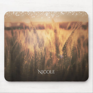 Tapis De Souris Champ de blé Mariage campagnard rustique Lumières 