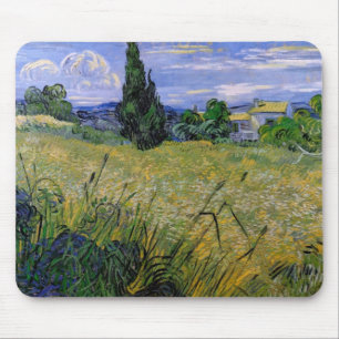 Tapis De Souris Champ de blé vert avec cyprès par Van Gogh.