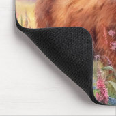 Tapis De Souris Champ de Fleur sauvage d'aquarelle de vache Highla (Coin)