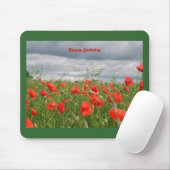 Tapis De Souris Champ de fleurs "Joyeux anniversaire" Mousepad (Avec souris)
