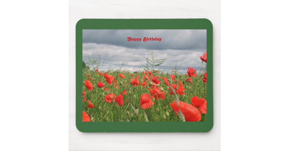 Tapis De Souris Champ Des Fleurs Joyeux Anniversaire Mousepad Zazzlebe