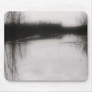 Tapis De Souris Champ inondé - Photo noir et blanc Mousepad
