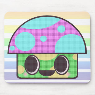 TAPIS DE SOURIS CHAMPIGNON KAWAII À CARREAUX PATCHWORK À CARREAUX