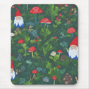 Tapis De Souris Champignons Casquettes rouges et Gnomes