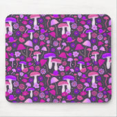 Tapis De Souris Champignons floraux Trippy rose, violet et noir (Devant)