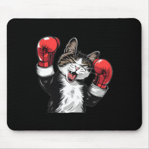 Tapis De Souris Champion de boxe de chats Funny Cute Kitten Fighte