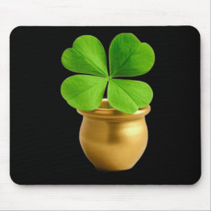 Tapis De Souris Chance Lucky Charm Pot doré avec quatre feuilles C