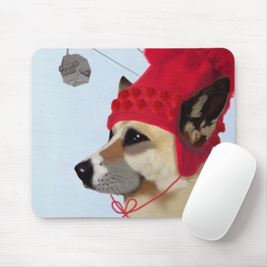 Tapis De Souris Chandail de chien en ski (Avec souris)