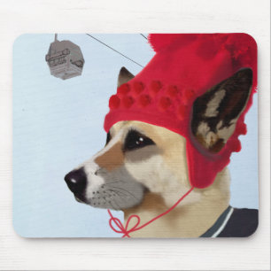 Tapis De Souris Chandail de chien en ski